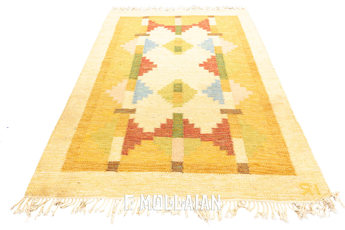 Scandinavian Rollakan Swedish Rug Signed IR n°:370874